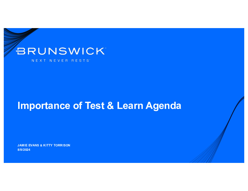 4. Brunswick Presentation Slides: Importance of Test & Learn Agenda thumbnail